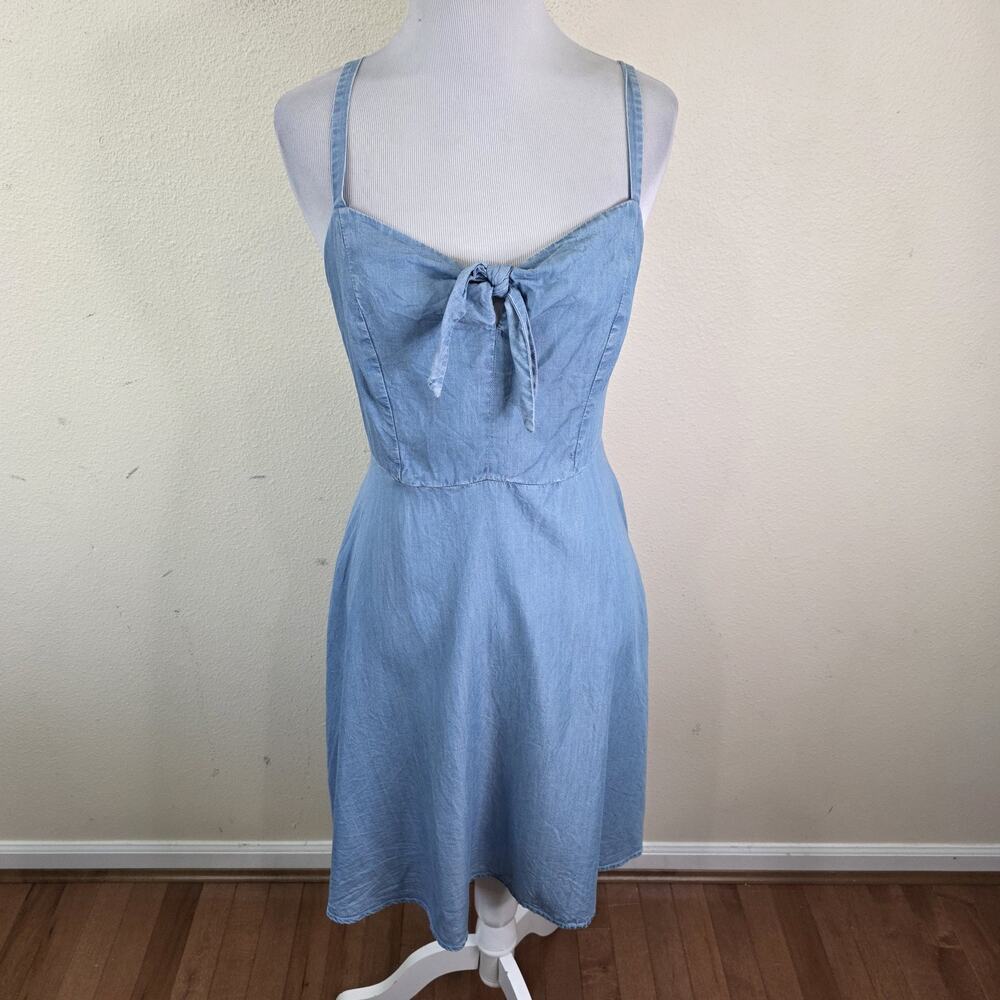 Old Navy Fit & Flare Knotted Tie Jean Cami Mini Dress Size Medium Lyocell